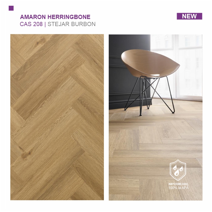 Pardoseala SPC ARBITON colecția Amaron Herringbone EIR, STEJAR BURBON, CAS 208