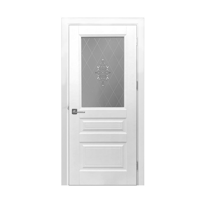 Foaie de ușă de interior Retro cu sticlă, 90 cm, albă