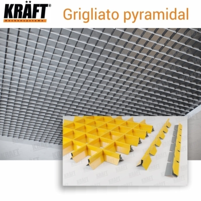 Tavane suspendate metalice Grigliato Pyramidal (modul 150*150)