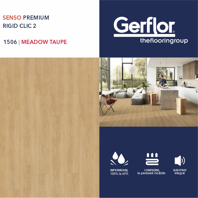 Pardoseala GERFLOR Rigid Senso Clic 2, MEADOW TAUPE, 1506