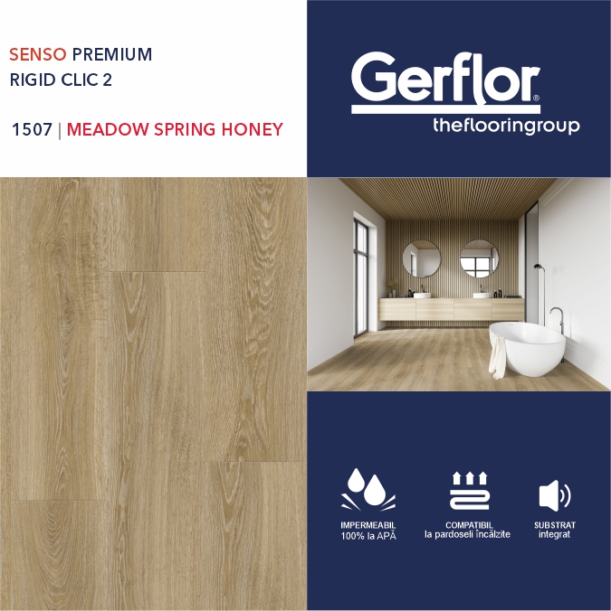Pardoseala GERFLOR Rigid Senso Clic 2, MEADOW SPRING HONEY, 1507