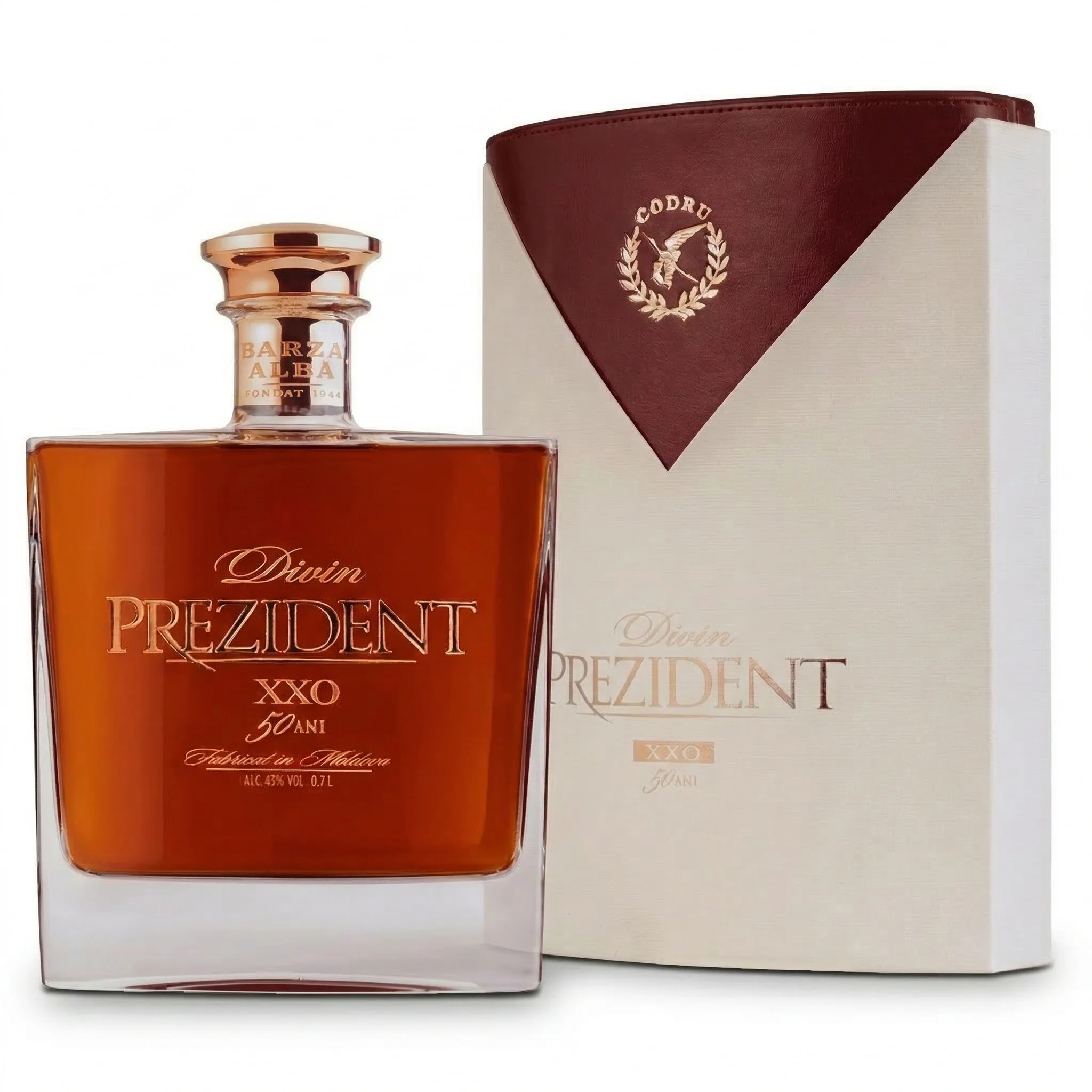 Divin Prezident 50 ani XXO 0,7L cutie suvenir Barza Alba