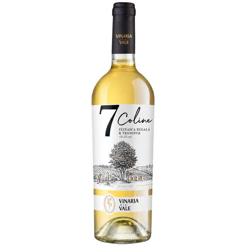 Vin alb sec Feteasca Regală&Traminer 7 Coline 0,75L