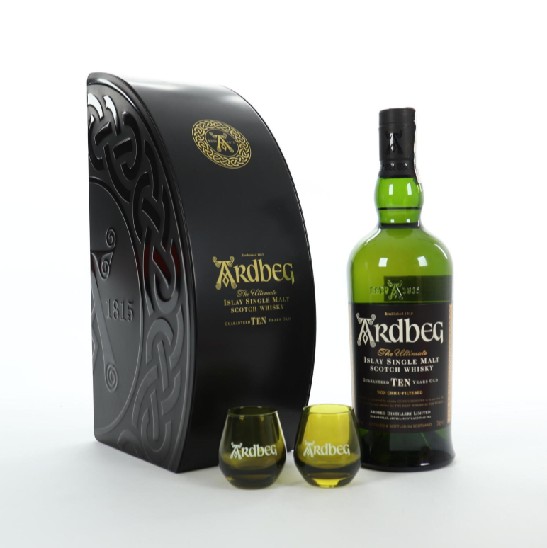 Whisky Ardbeg 10Y 46%, 0.7 l + 2 glass