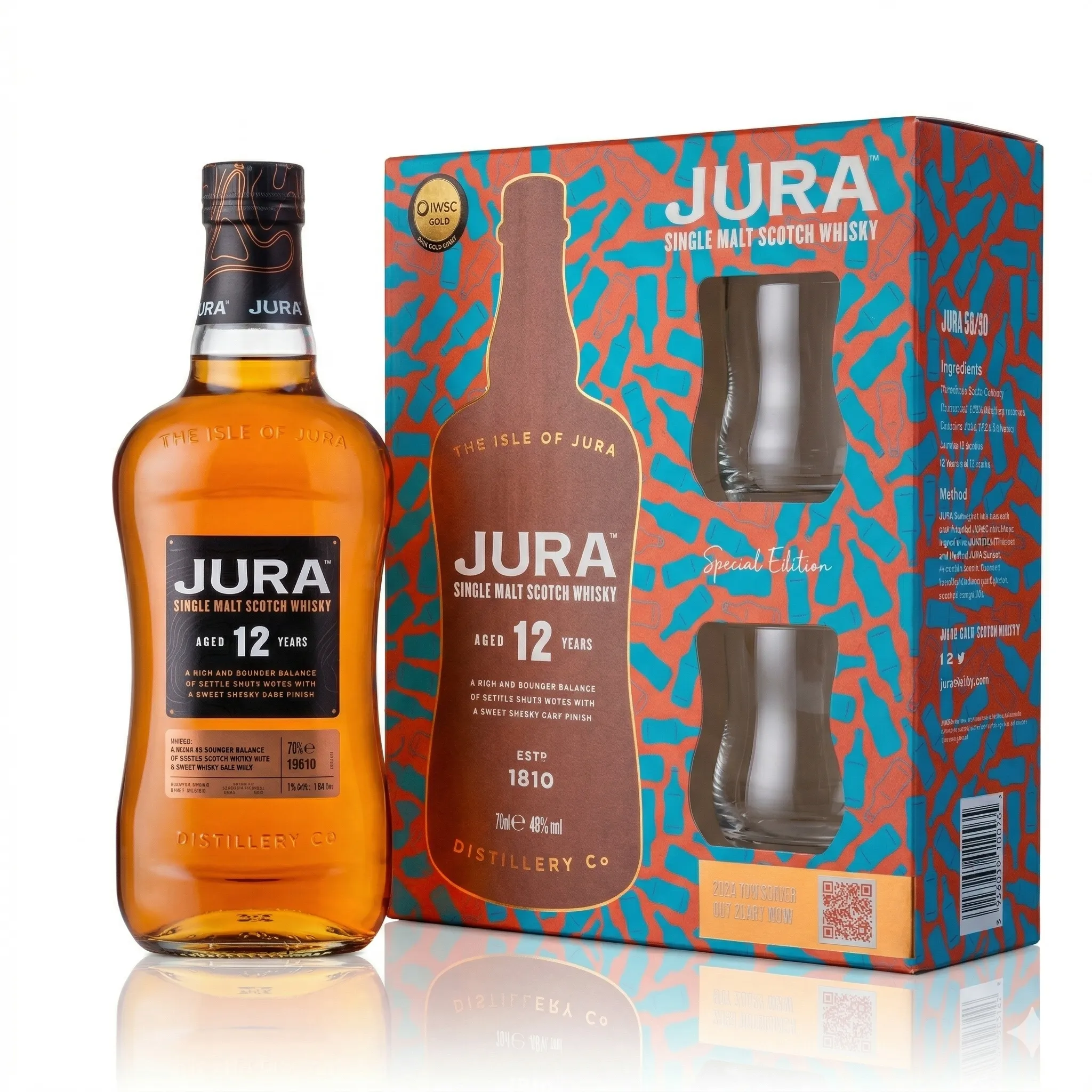 WHISKY JURA 12 Y.O.40% 0,7L+2 PAHARE