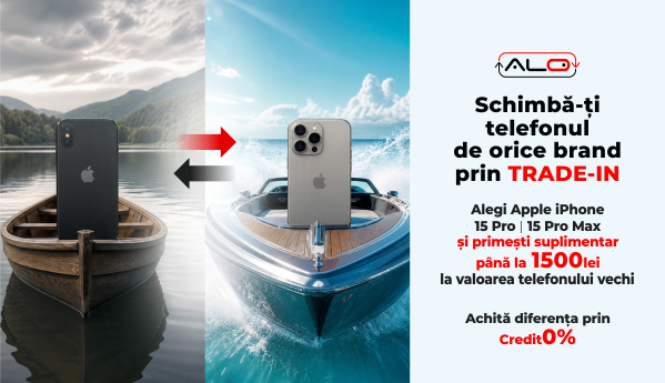 Alegi iPhone 15 Pro | 15 Pro Max prin Trade-In și primești 1500 lei EXTRA la evaluarea iphone-ului vechi