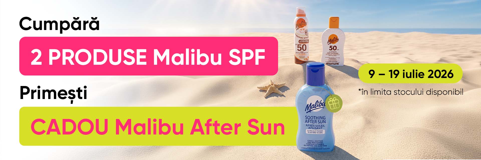 Protecție solară Malibu la ofertă!