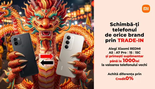 Alegi Xiaomi Redmi A5 | A7 Pro | 15 | 15C și primești până la 1000 lei EXTRA la evaluarea telefonului vechi.