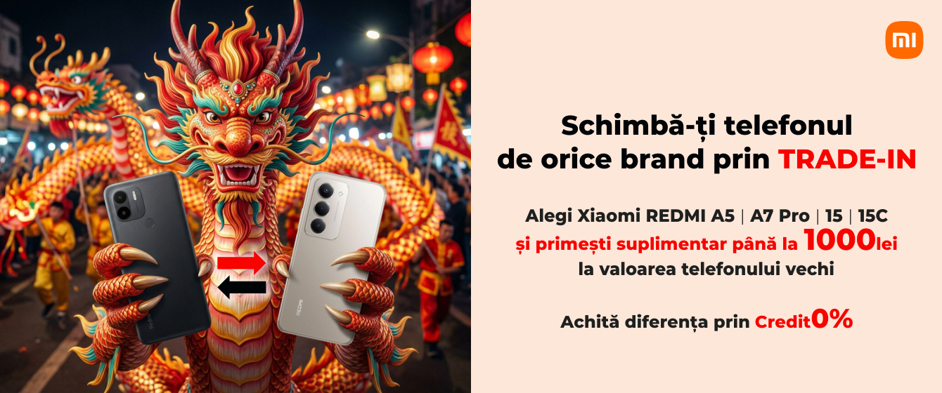 Alegi Xiaomi Redmi A5 | A7 Pro | 15 | 15C și primești până la 1000 lei EXTRA la evaluarea telefonului vechi.