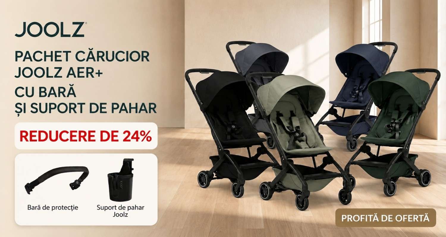 Promo Pachet cărucior Joolz Aer+ cu bară și suport de pahar