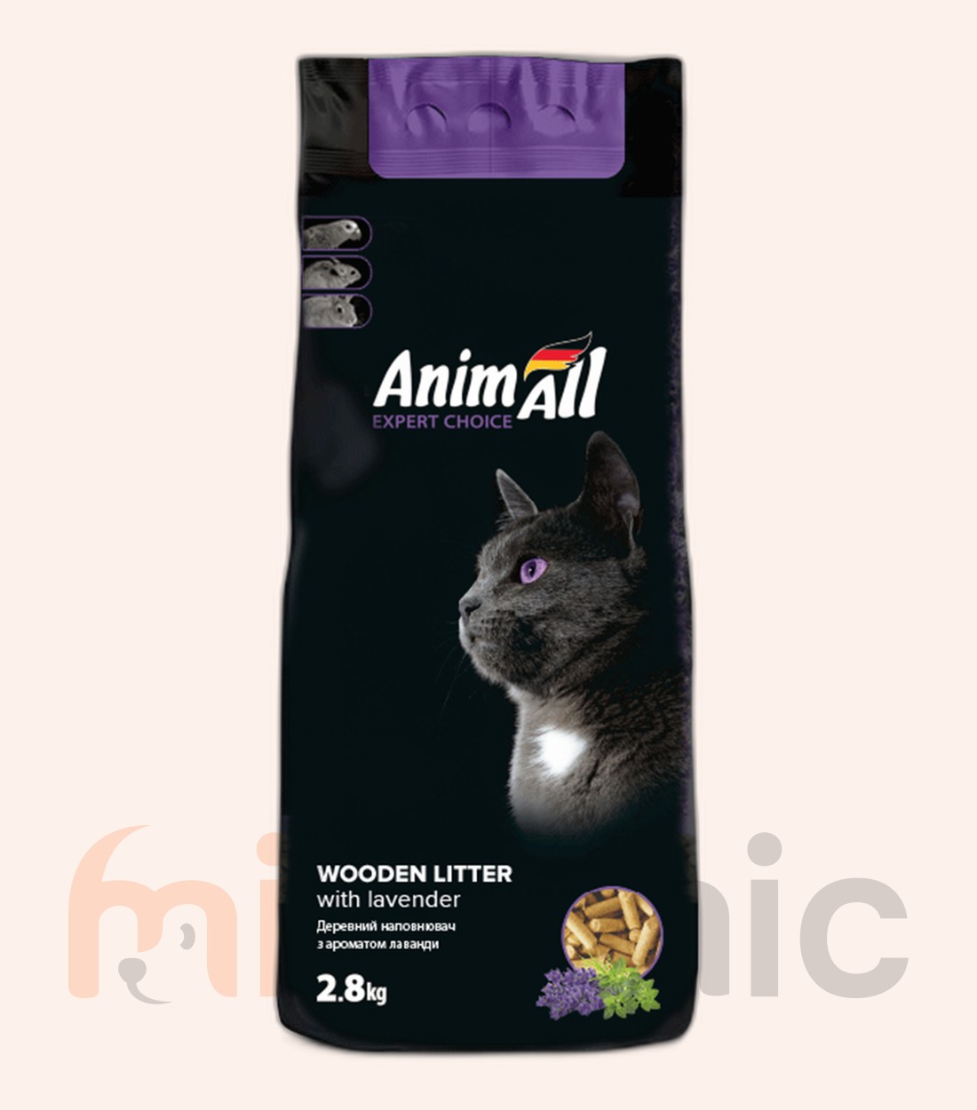 Așternut din lemn AnimAll cu aromă de lavandă, 2,8 kg