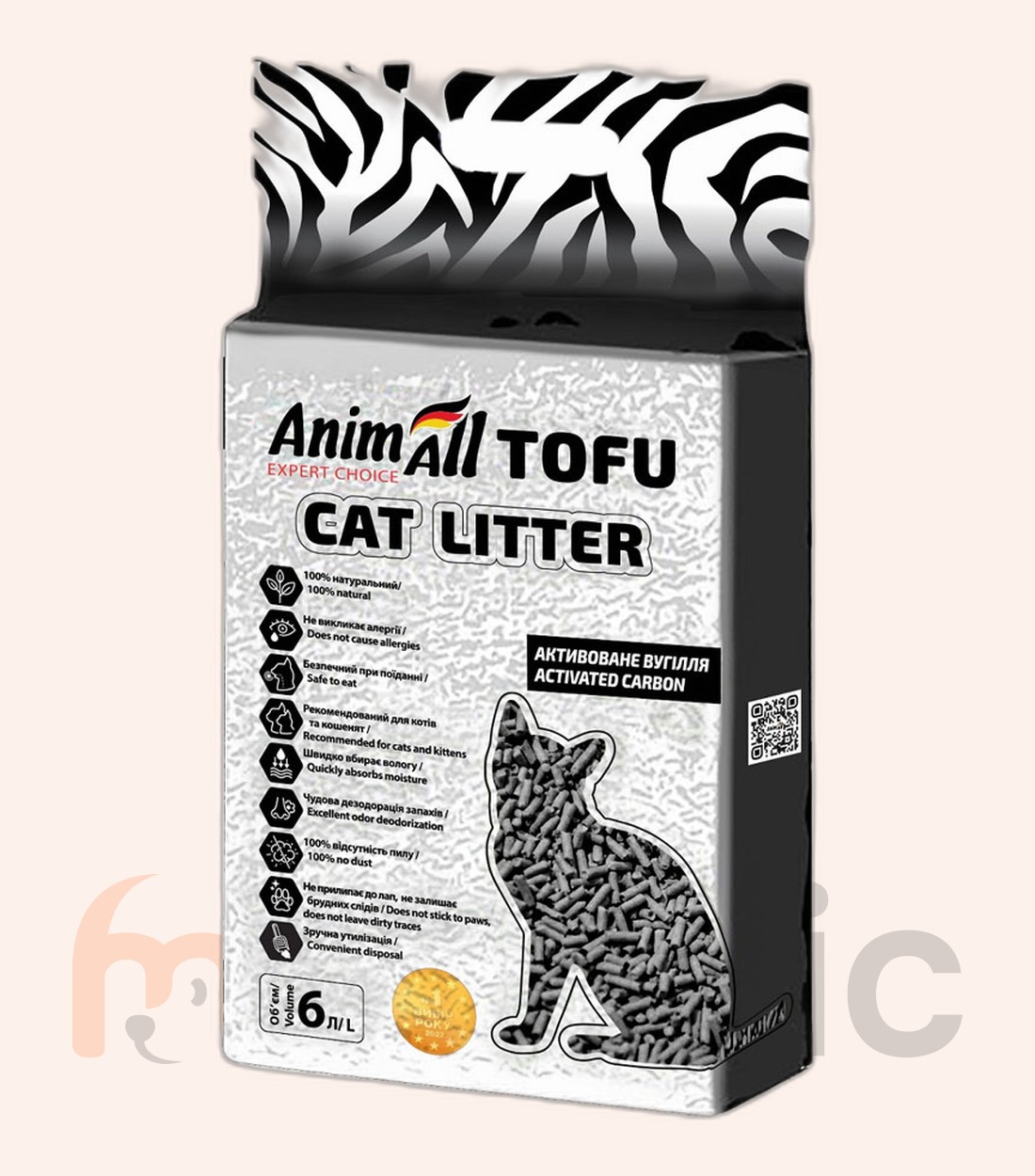 Așternut din soia AnimAll Tofu Carbon, 6 l