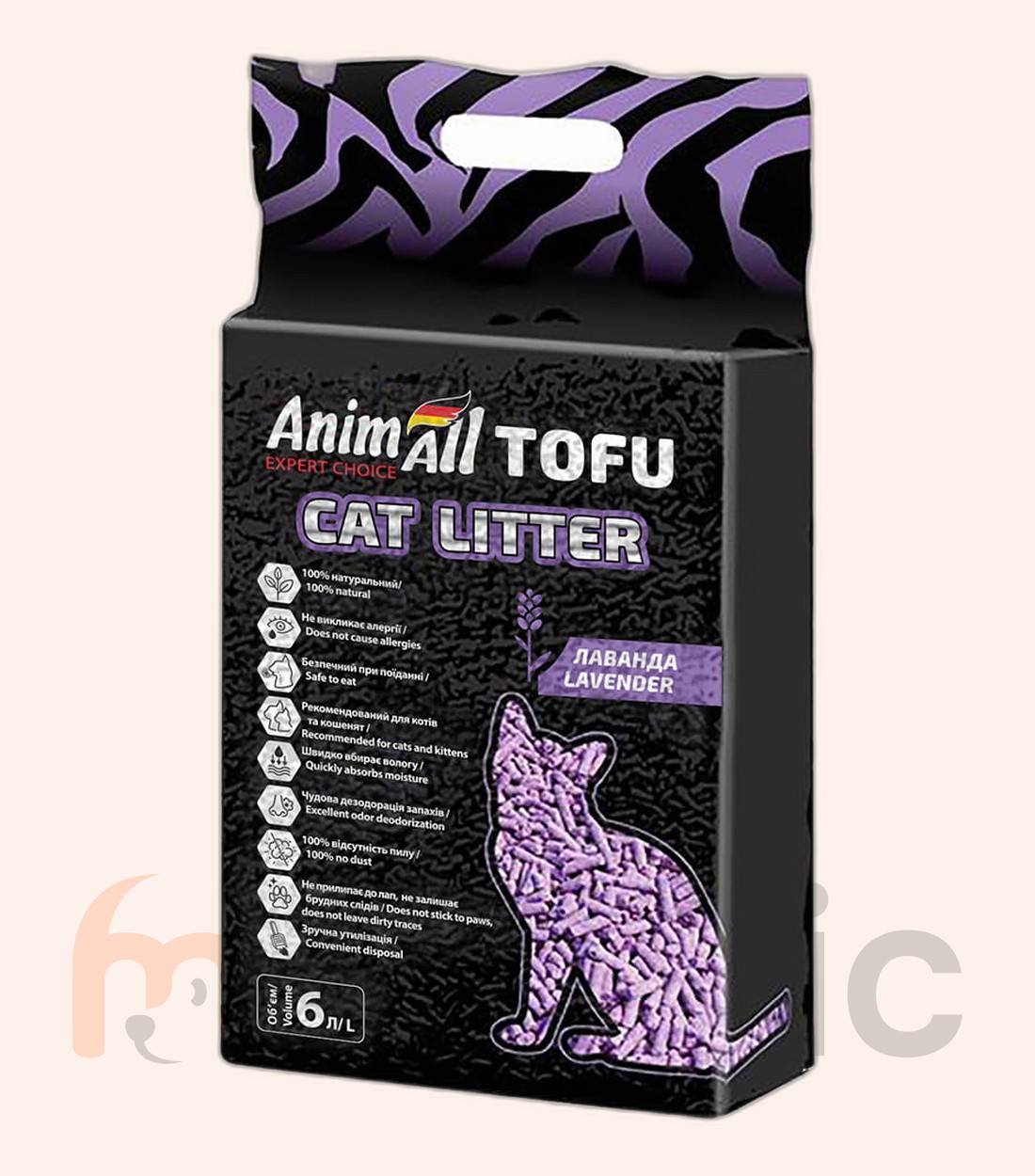 Așternut din soia AnimAll Tofu Lavender, 6 l