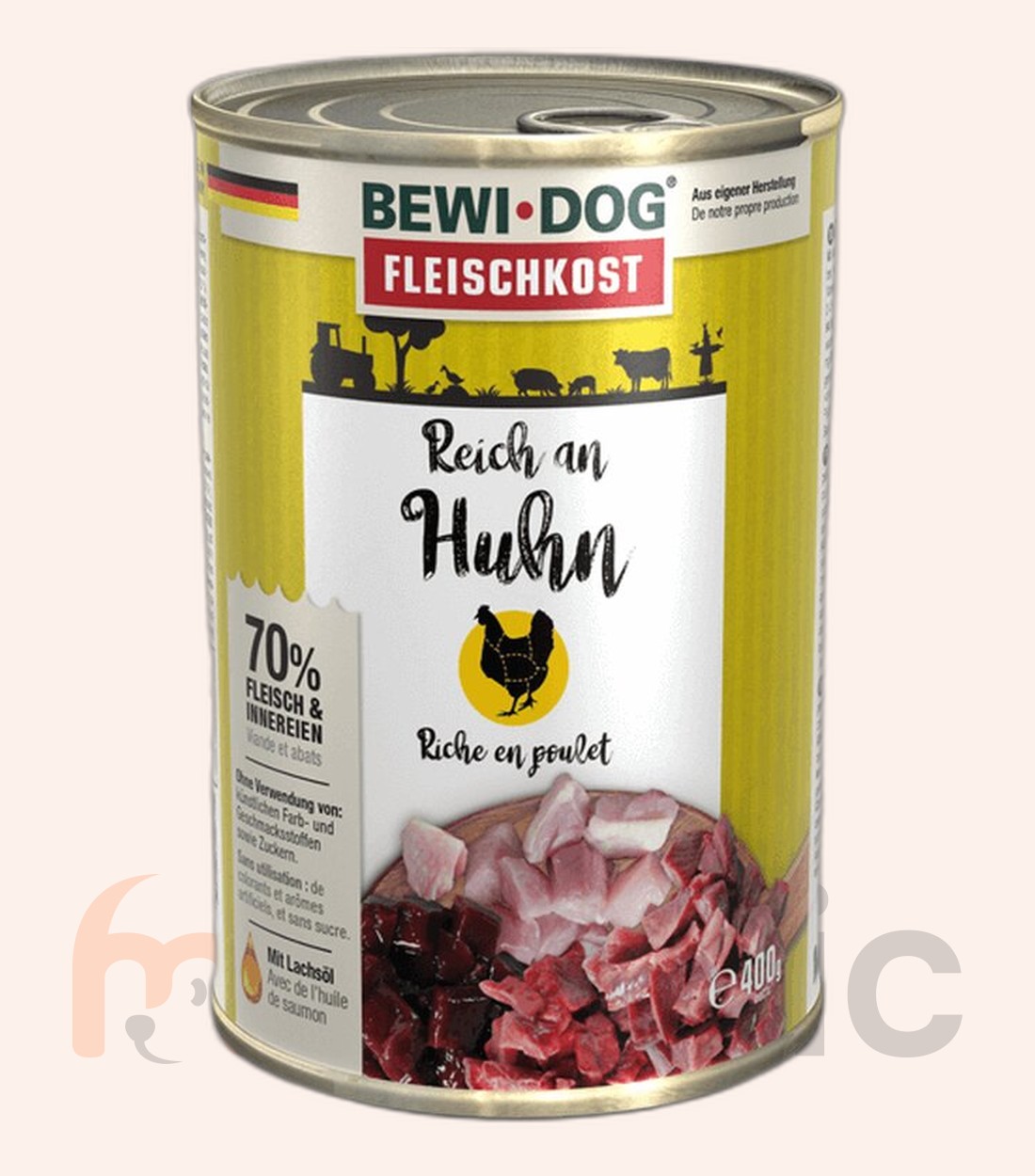 Conservă pentru câini Bewi Dog, bogat în pui, 400 g
