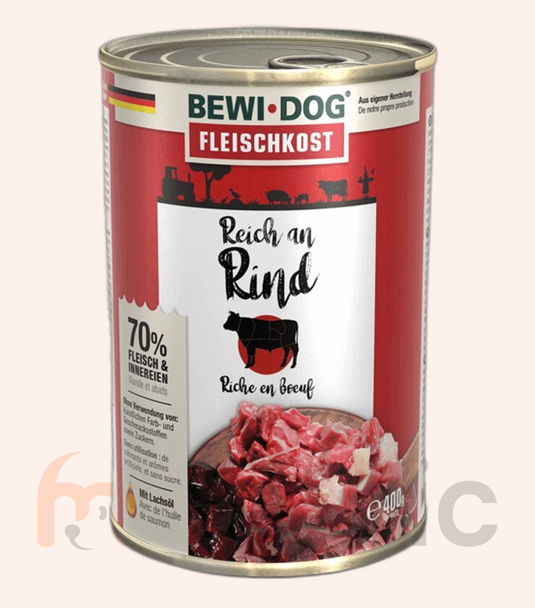 Conservă pentru câini Bewi Dog, bogat în vită, 400 g