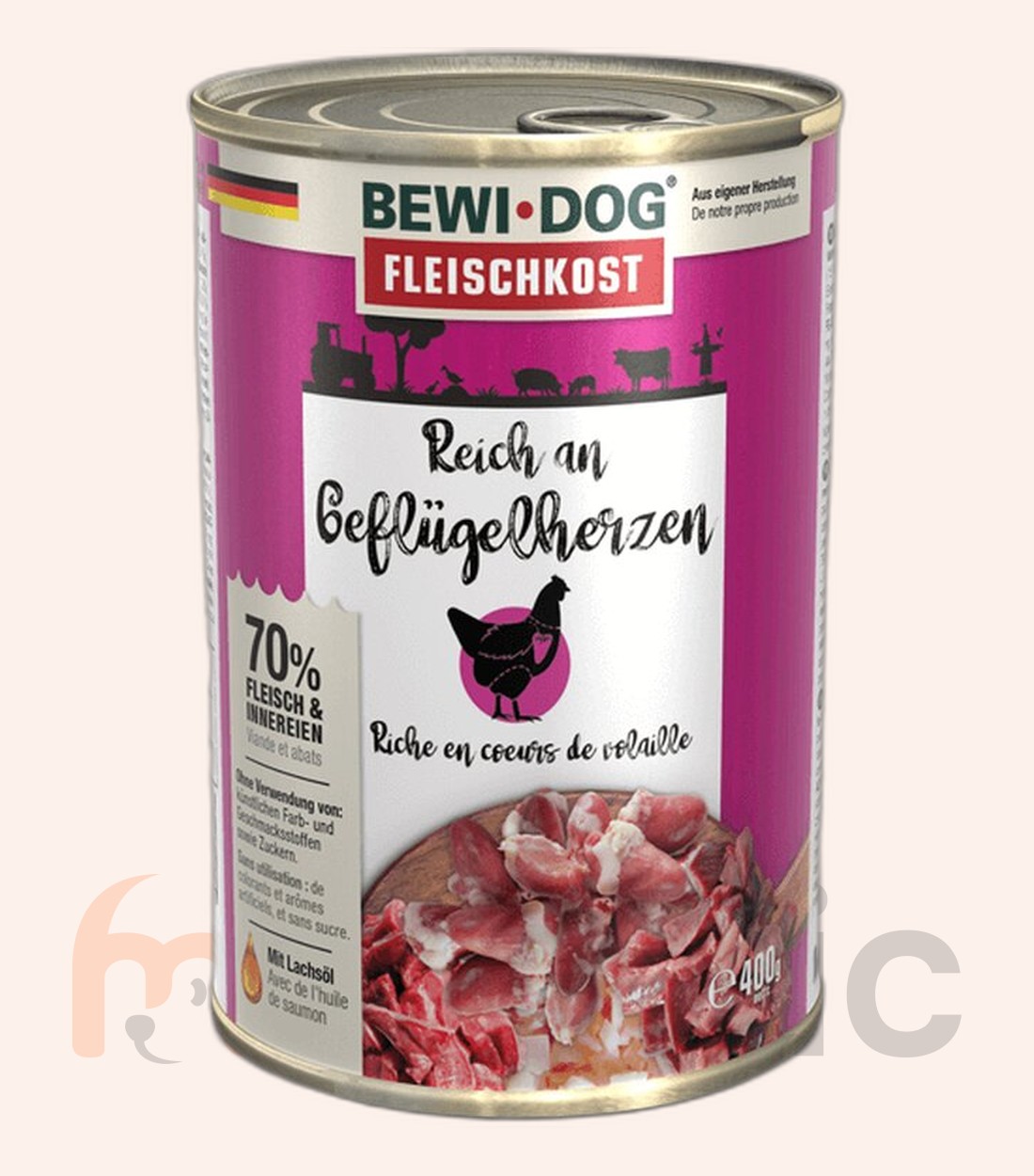 Консервы для собак Bewi Dog, с птичьими сердечками, 400 г
