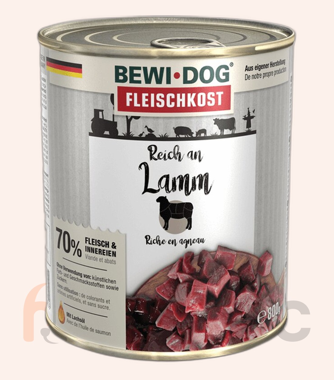 Conservă pentru câini Bewi Dog, bogat în miel, 800 g