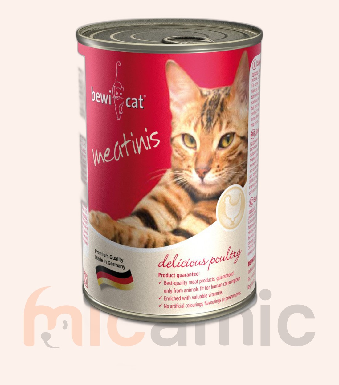 Conservă pentru pisici Bewi Cat Meatinis, bogat în pasăre, 400 g