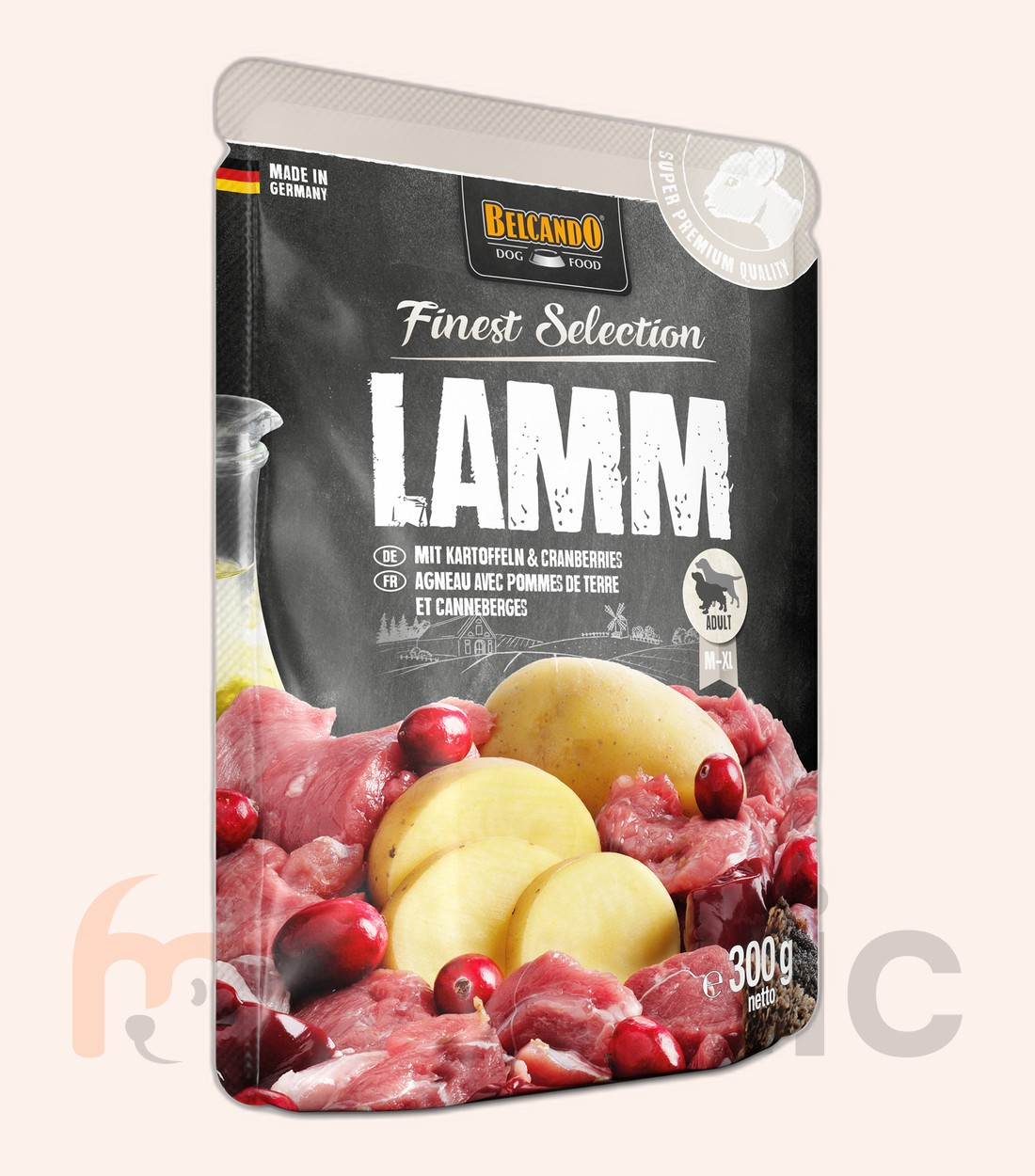 Hrană umedă pentru câini Belcando Finest Selection, miel cu cartofi și merișoare, 300 g