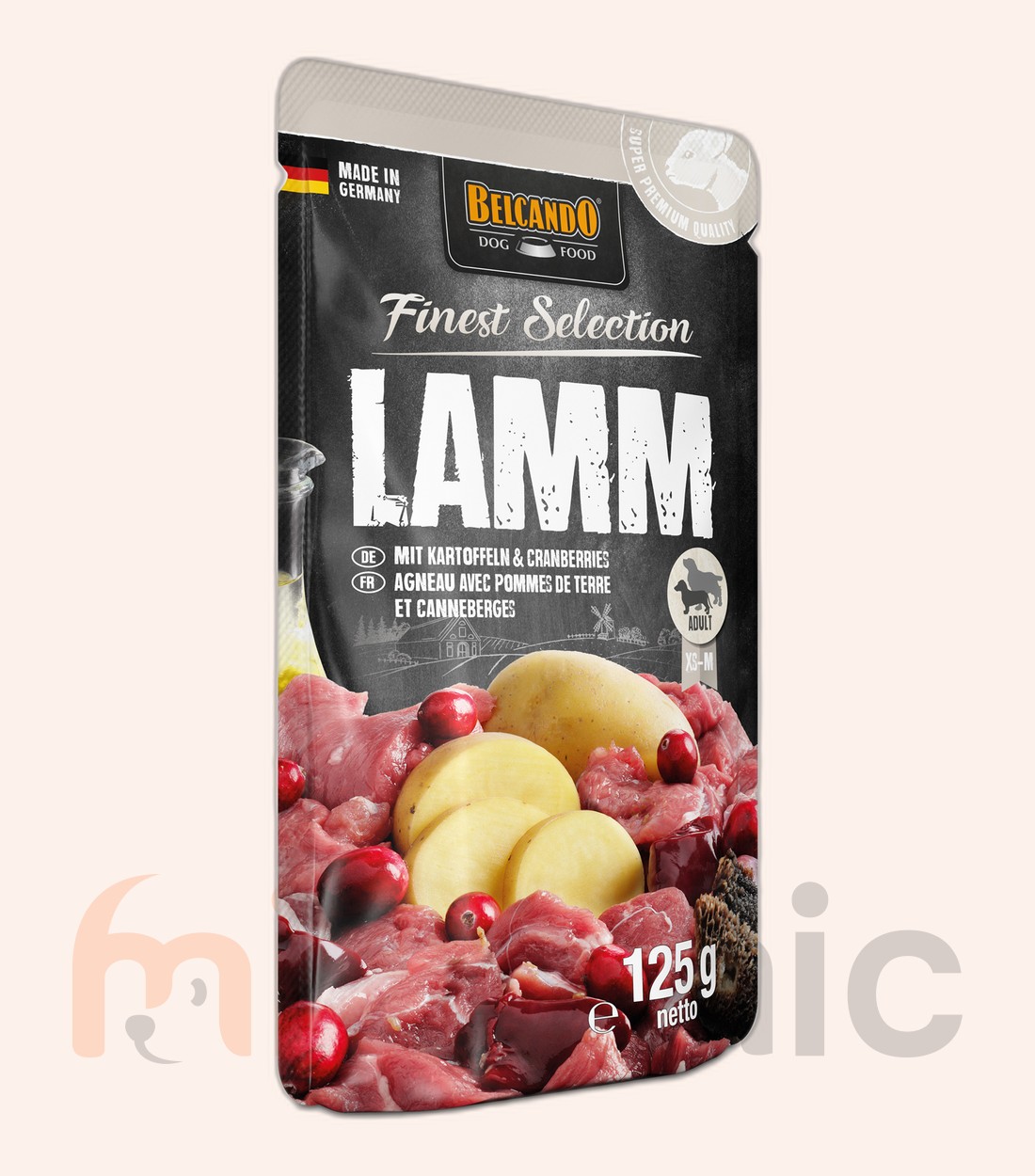 Hrană umedă pentru câini Belcando Finest Selection, miel cu cartofi și merișoare, 125 g