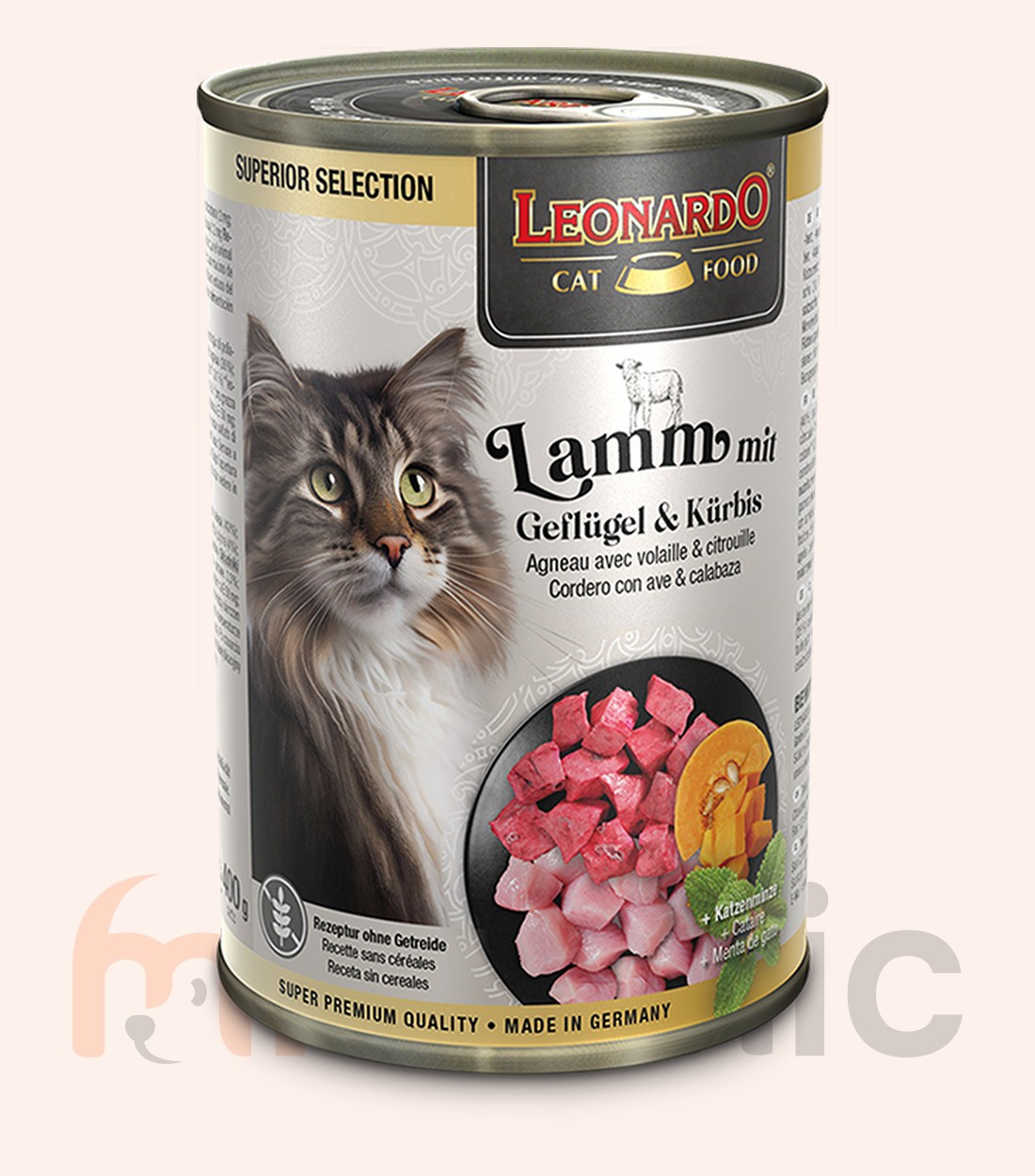 Консервы для кошек Leonardo Finest Selection, ягнёнок с птицей и тыквой, 400 г