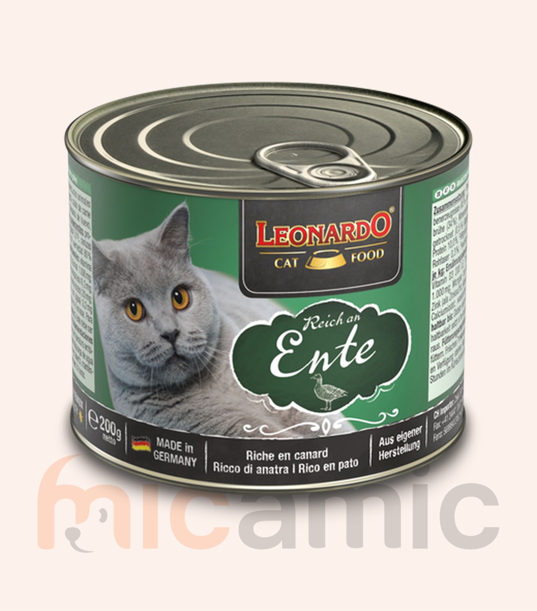 Conservă pentru pisici Leonardo Finest Selection, bogat în carne de rață, 200 g