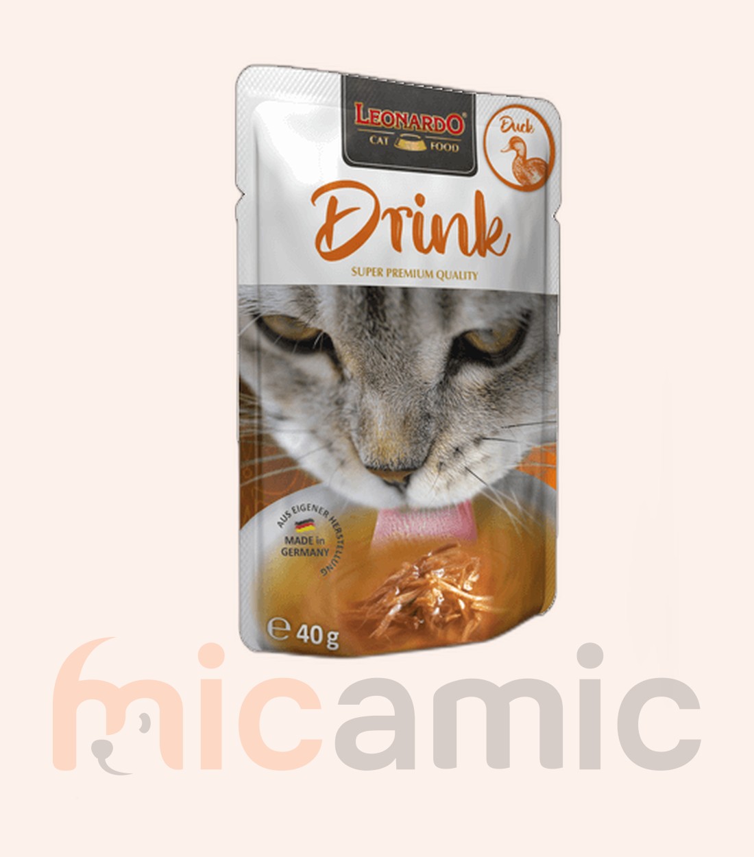 Supă pentru pisici Leonardo cu rață și pui, 40 g