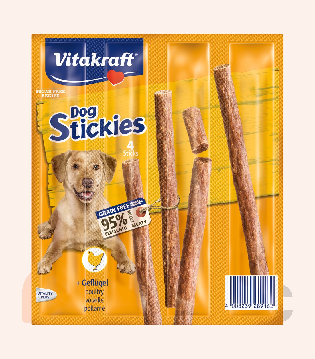 Лакомство для собак Vitakraft Dog Stickies с птицей, 4 шт (44 г)
