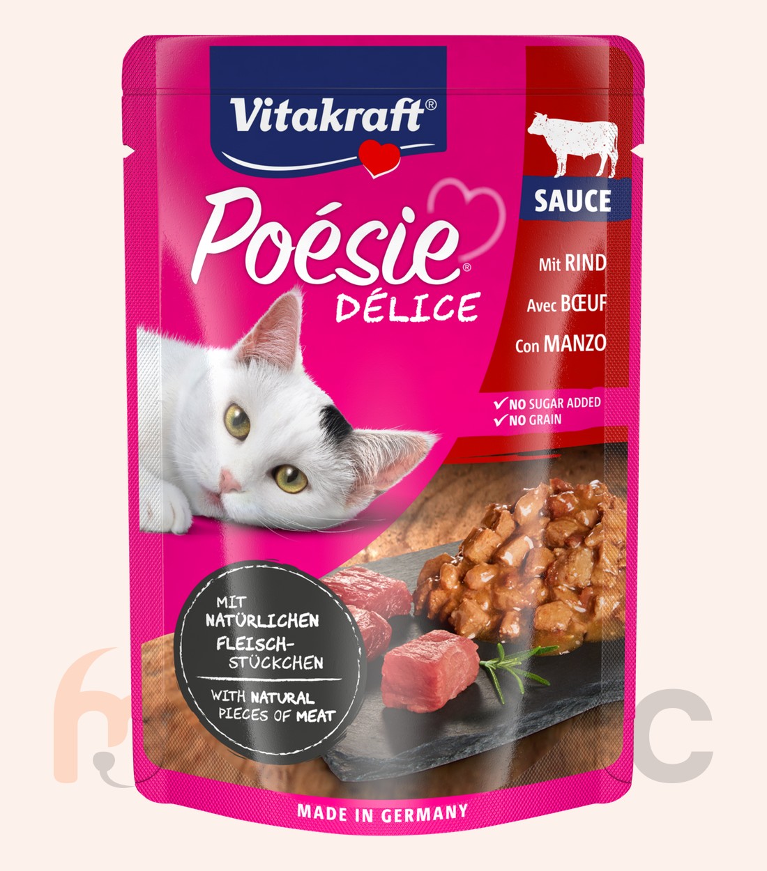 Hrană umedă pentru pisici Vitakraft Poésie Délice, cu vită în sos, 85 g