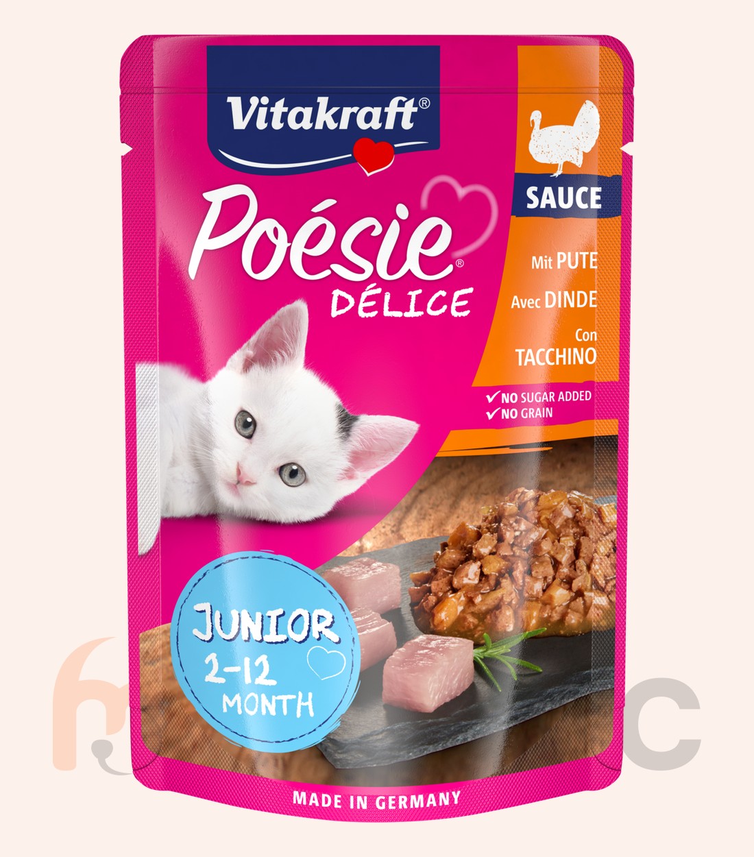 Hrană umedă pentru pisici Vitakraft Poésie Délice Junior, pentru pisoi cu curcan, 85 g