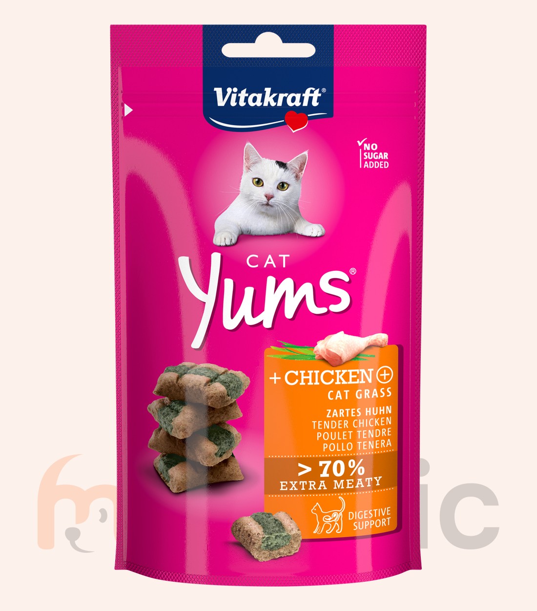 Recompensă pentru pisici Vitakraft Cat Yums cu pui și iarba mâței (40 g)